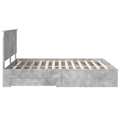 Bedframe met hoofdeinde Beton Grijs 160 x 200 cm Bewerkt hout