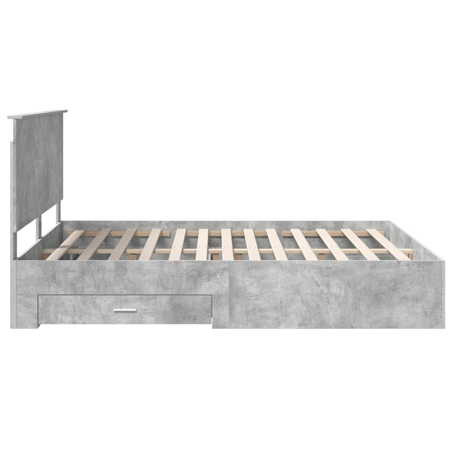 Bedframe met hoofdeinde Beton Grijs 160 x 200 cm Bewerkt hout