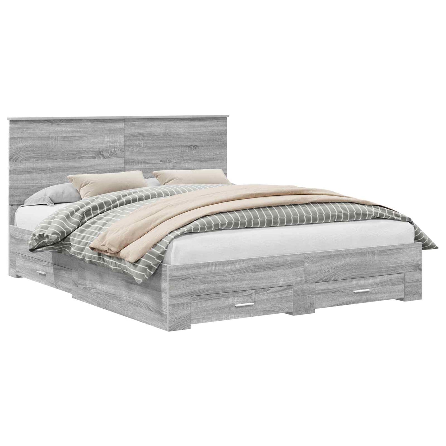 Bedframe met hoofdeinde Grijs Sonoma 160 x 200 cm Bewerkt hout