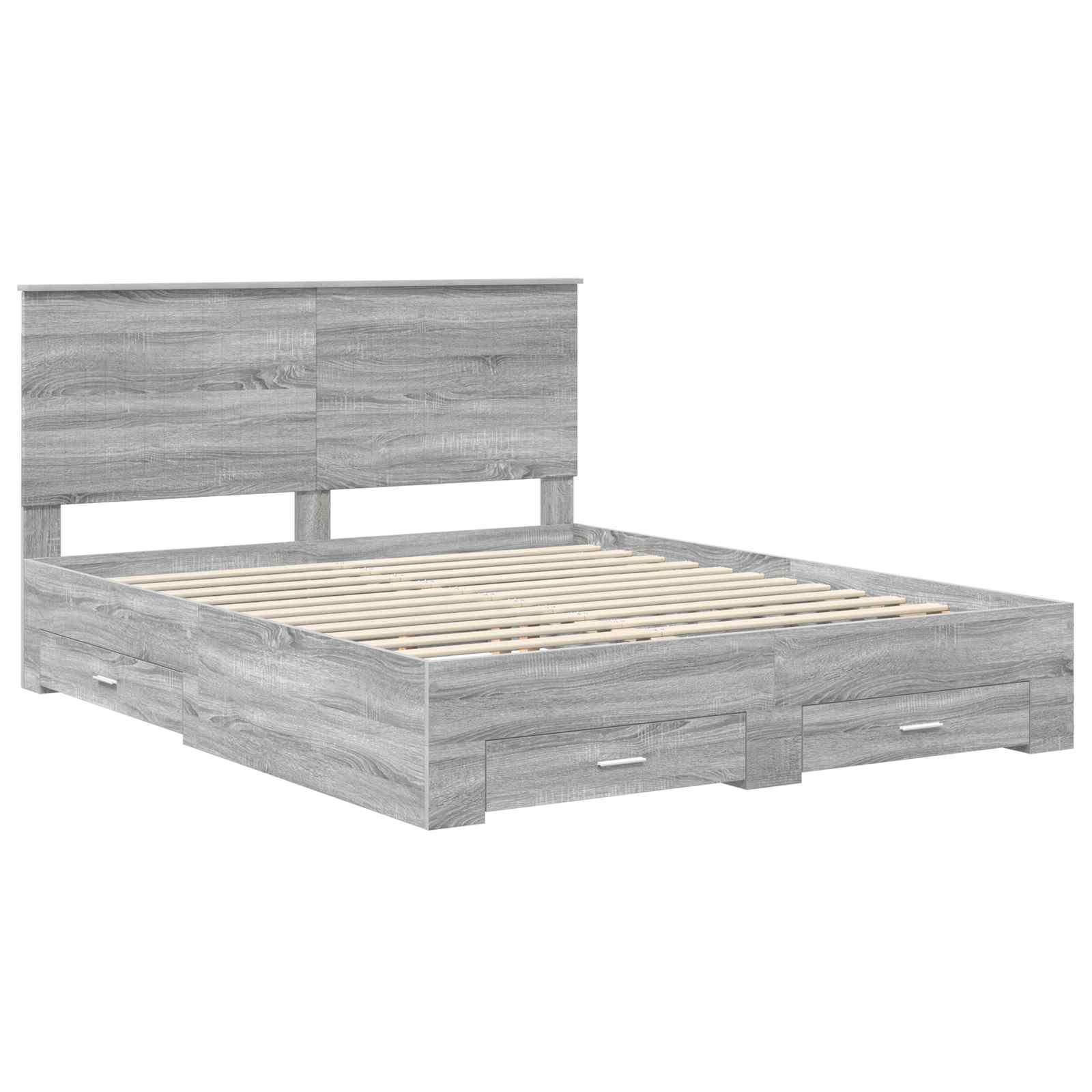 Bedframe met hoofdeinde Grijs Sonoma 160 x 200 cm Bewerkt hout