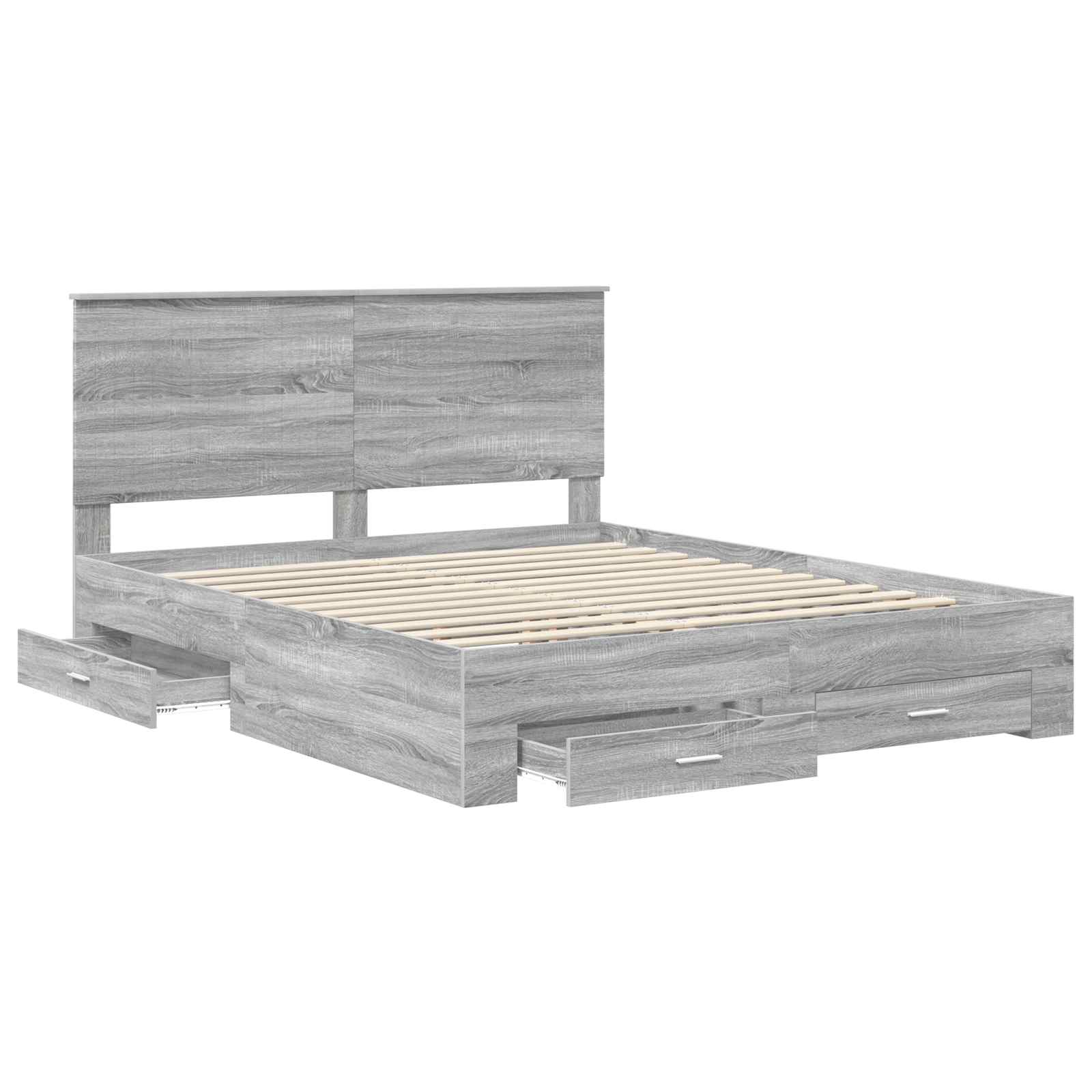 Bedframe met hoofdeinde Grijs Sonoma 160 x 200 cm Bewerkt hout