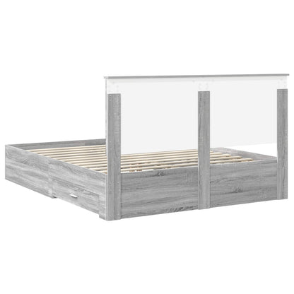 Bedframe met hoofdeinde Grijs Sonoma 160 x 200 cm Bewerkt hout