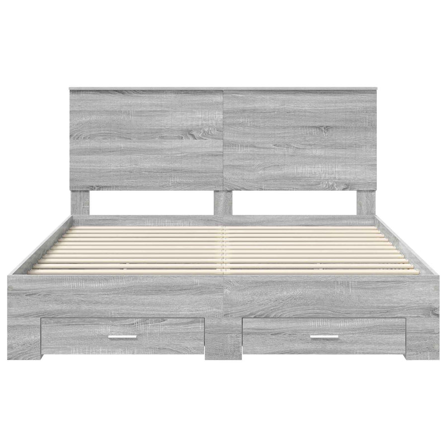 Bedframe met hoofdeinde Grijs Sonoma 160 x 200 cm Bewerkt hout