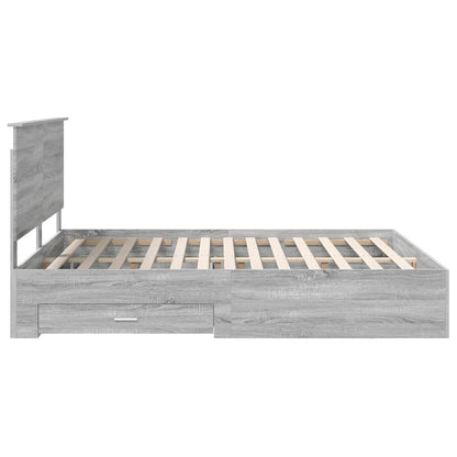 Bedframe met hoofdeinde Grijs Sonoma 160 x 200 cm Bewerkt hout