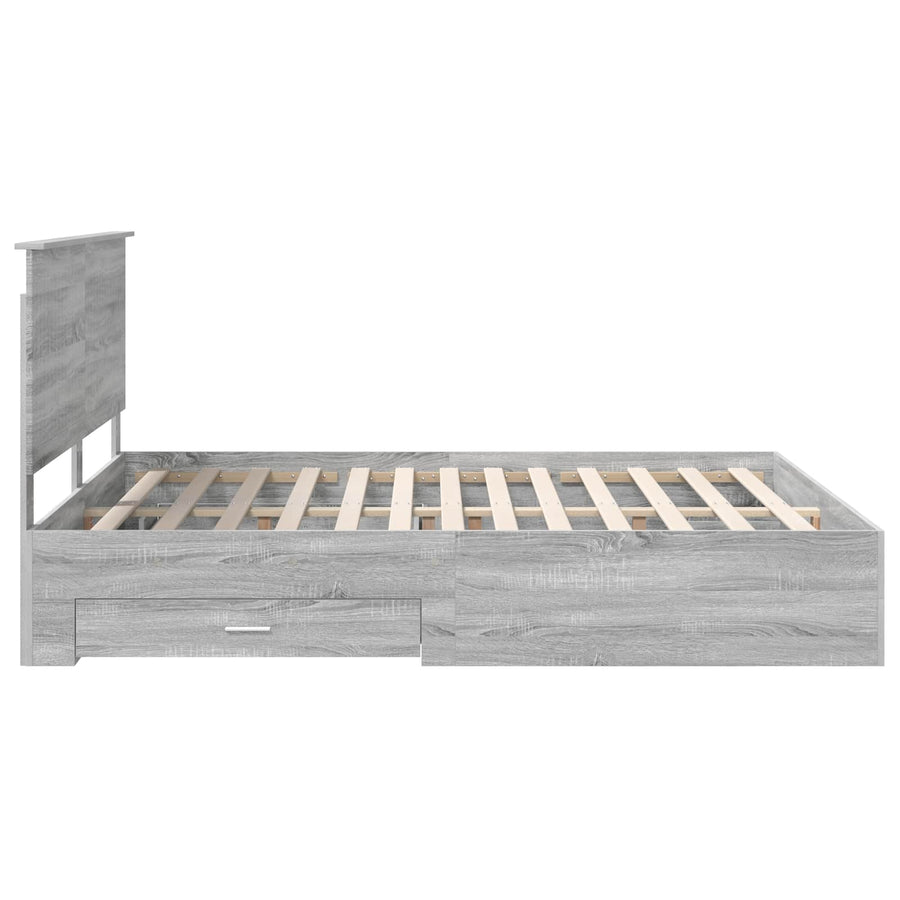 Bedframe met hoofdeinde Grijs Sonoma 160 x 200 cm Bewerkt hout