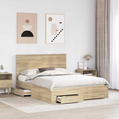 Bedframe met hoofdeinde Sonoma Eiken 150 x 200 cm Bewerkt hout
