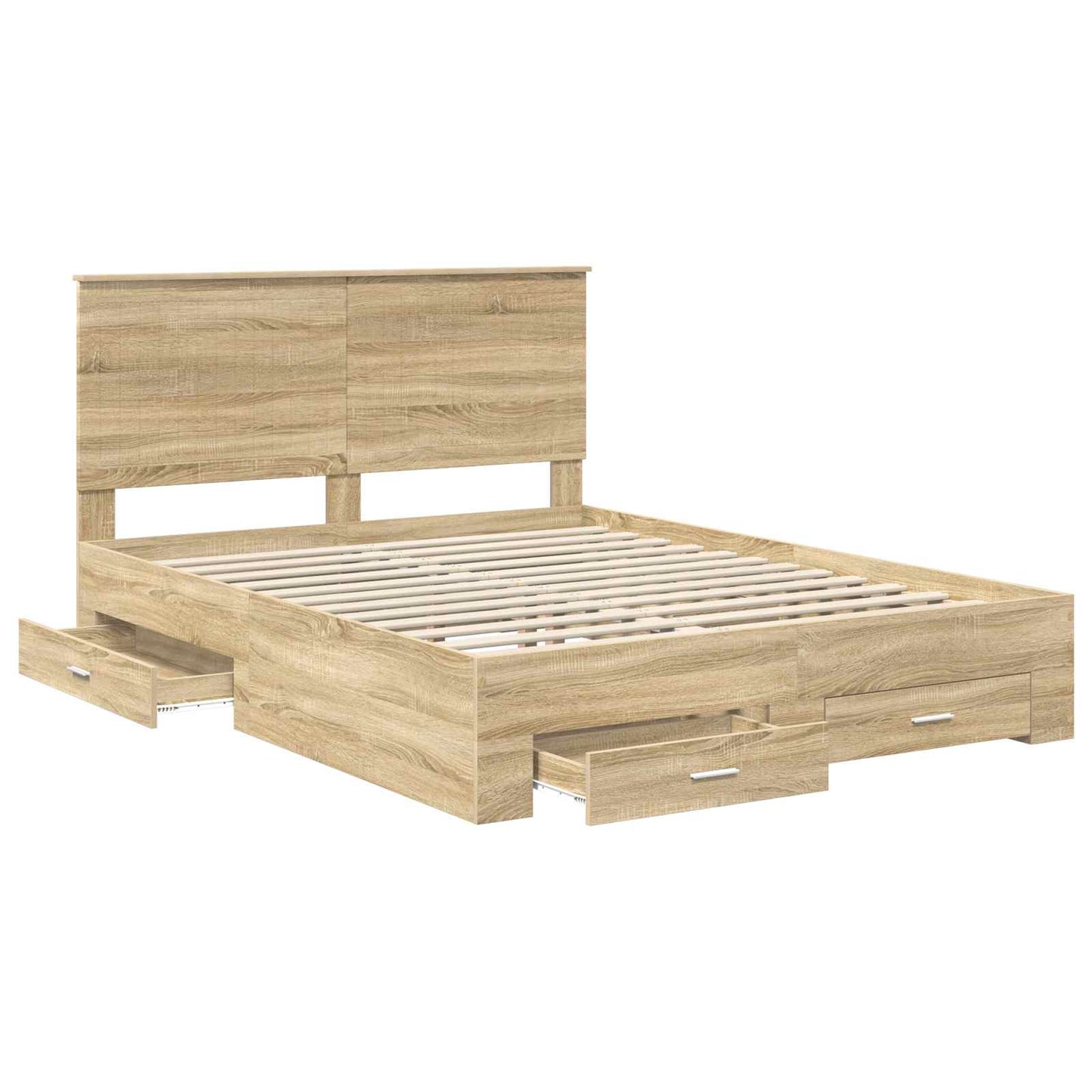 Bedframe met hoofdeinde Sonoma Eiken 150 x 200 cm Bewerkt hout