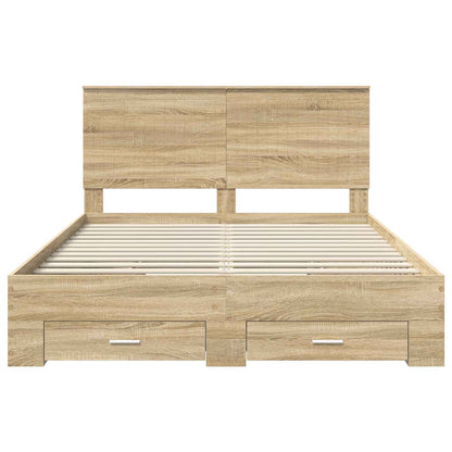 Bedframe met hoofdeinde Sonoma Eiken 150 x 200 cm Bewerkt hout