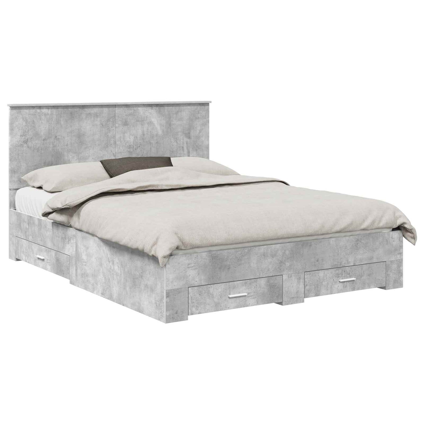 Bedframe met hoofdeinde Beton Grijs 150 x 200 cm Bewerkt hout