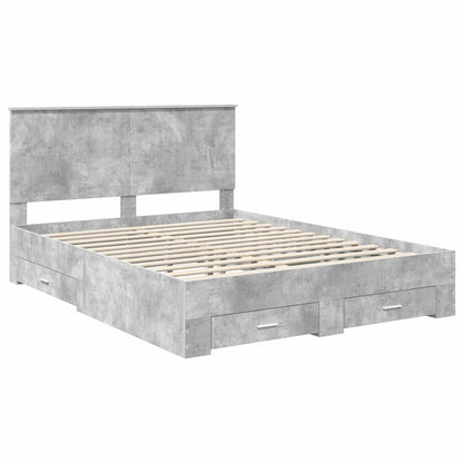 Bedframe met hoofdeinde Beton Grijs 150 x 200 cm Bewerkt hout