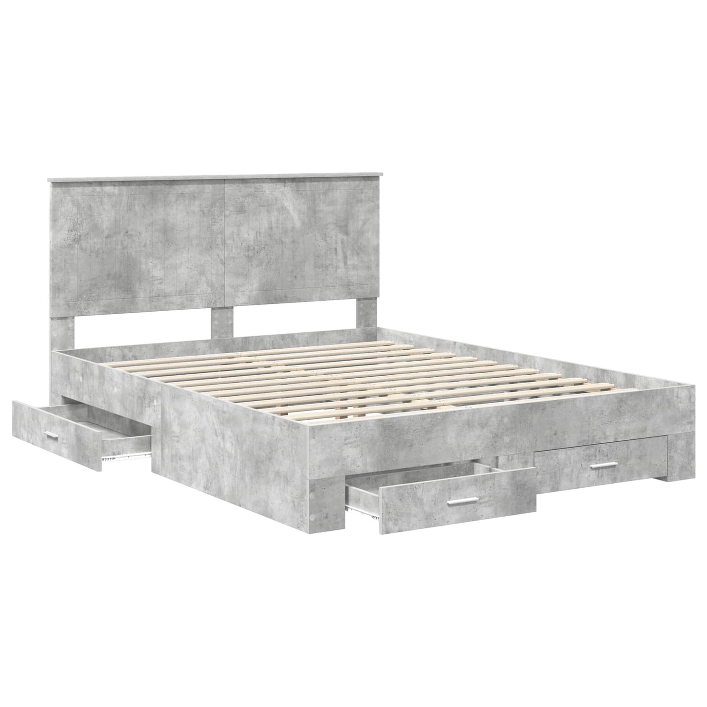 Bedframe met hoofdeinde Beton Grijs 150 x 200 cm Bewerkt hout