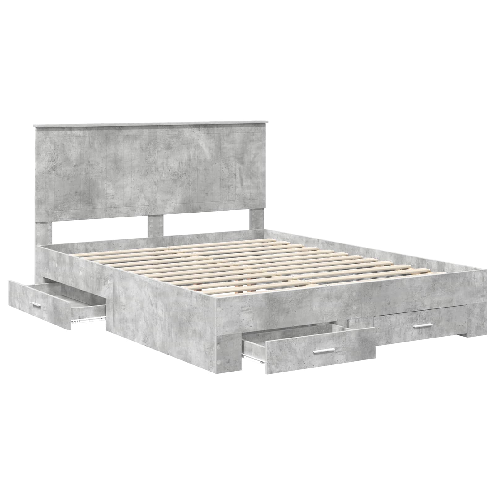 Bedframe met hoofdeinde Beton Grijs 150 x 200 cm Bewerkt hout