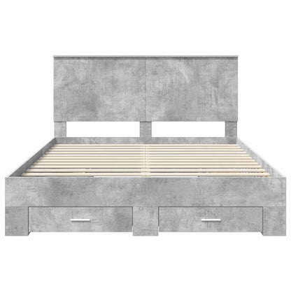 Bedframe met hoofdeinde Beton Grijs 150 x 200 cm Bewerkt hout