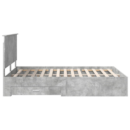 Bedframe met hoofdeinde Beton Grijs 150 x 200 cm Bewerkt hout