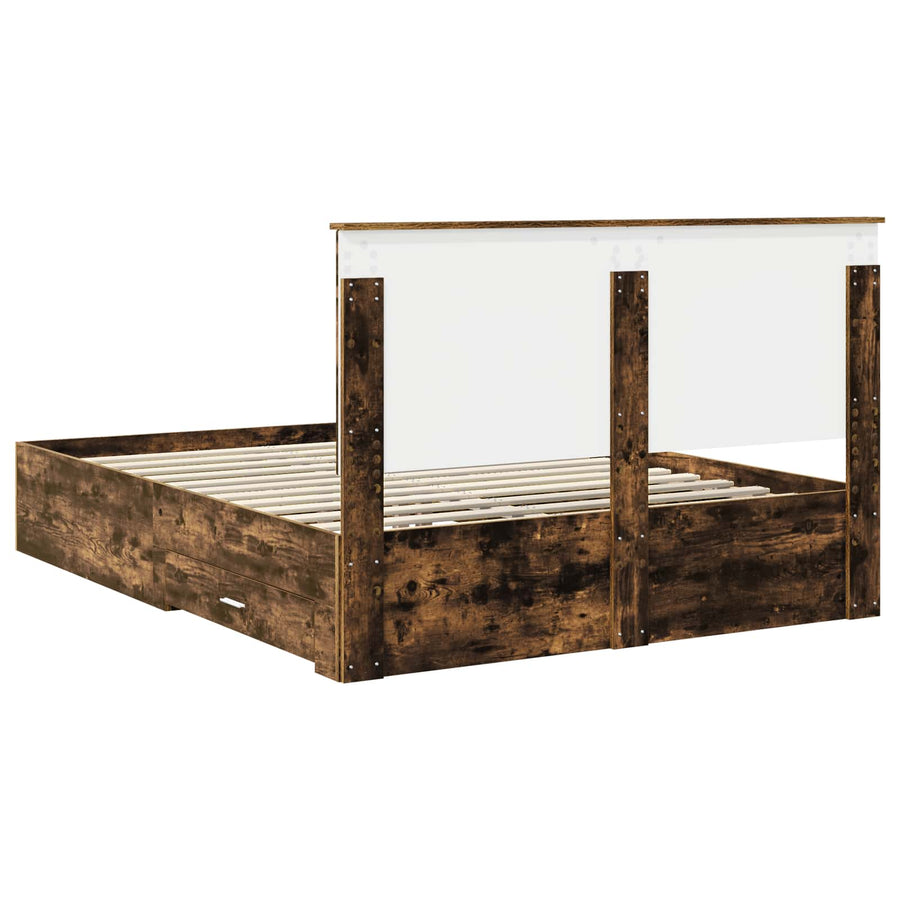 Bedframe met hoofdeinde Gerookt eiken 150 x 200 cm Bewerkt hout