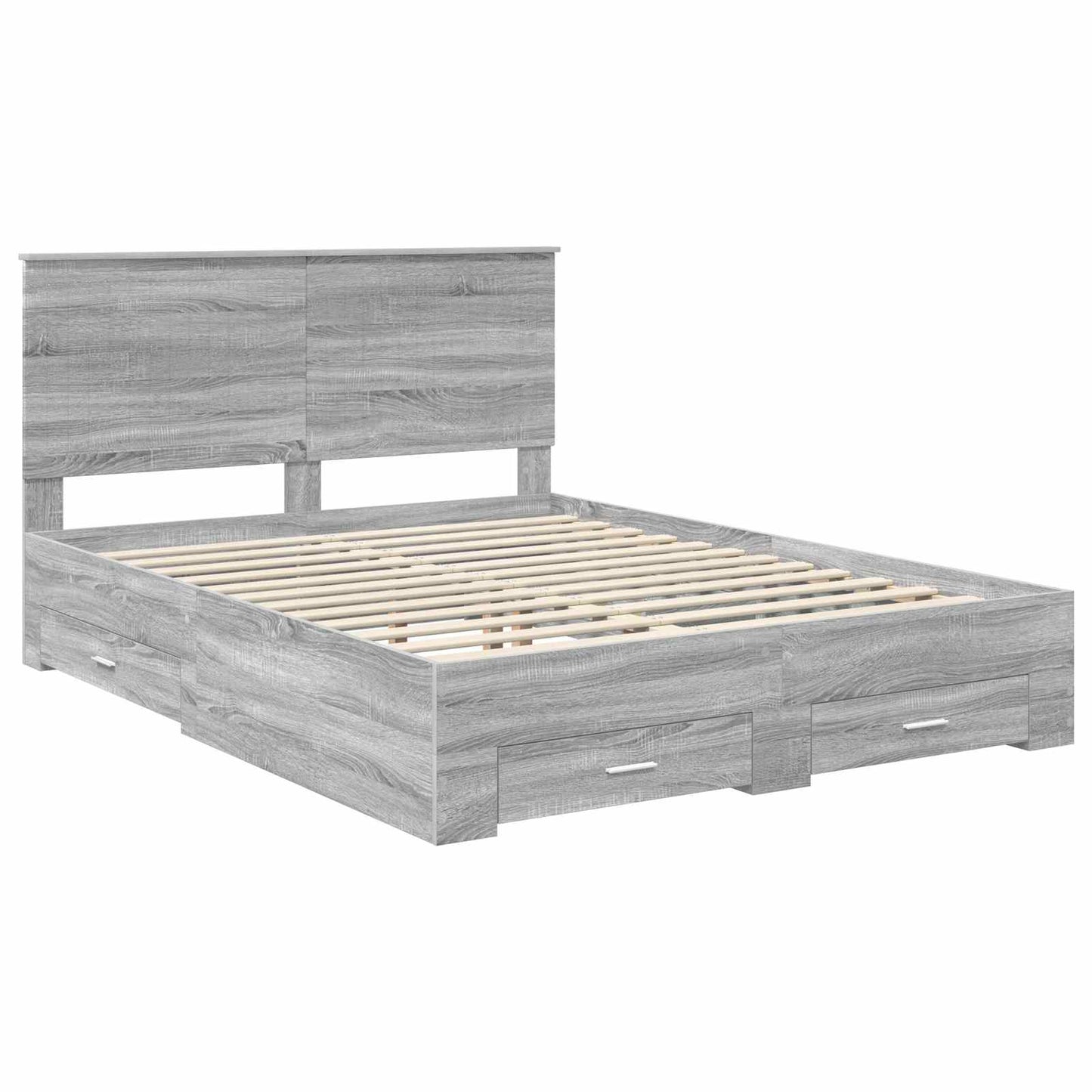 Bedframe met hoofdeinde Grijs Sonoma 150 x 200 cm Bewerkt hout