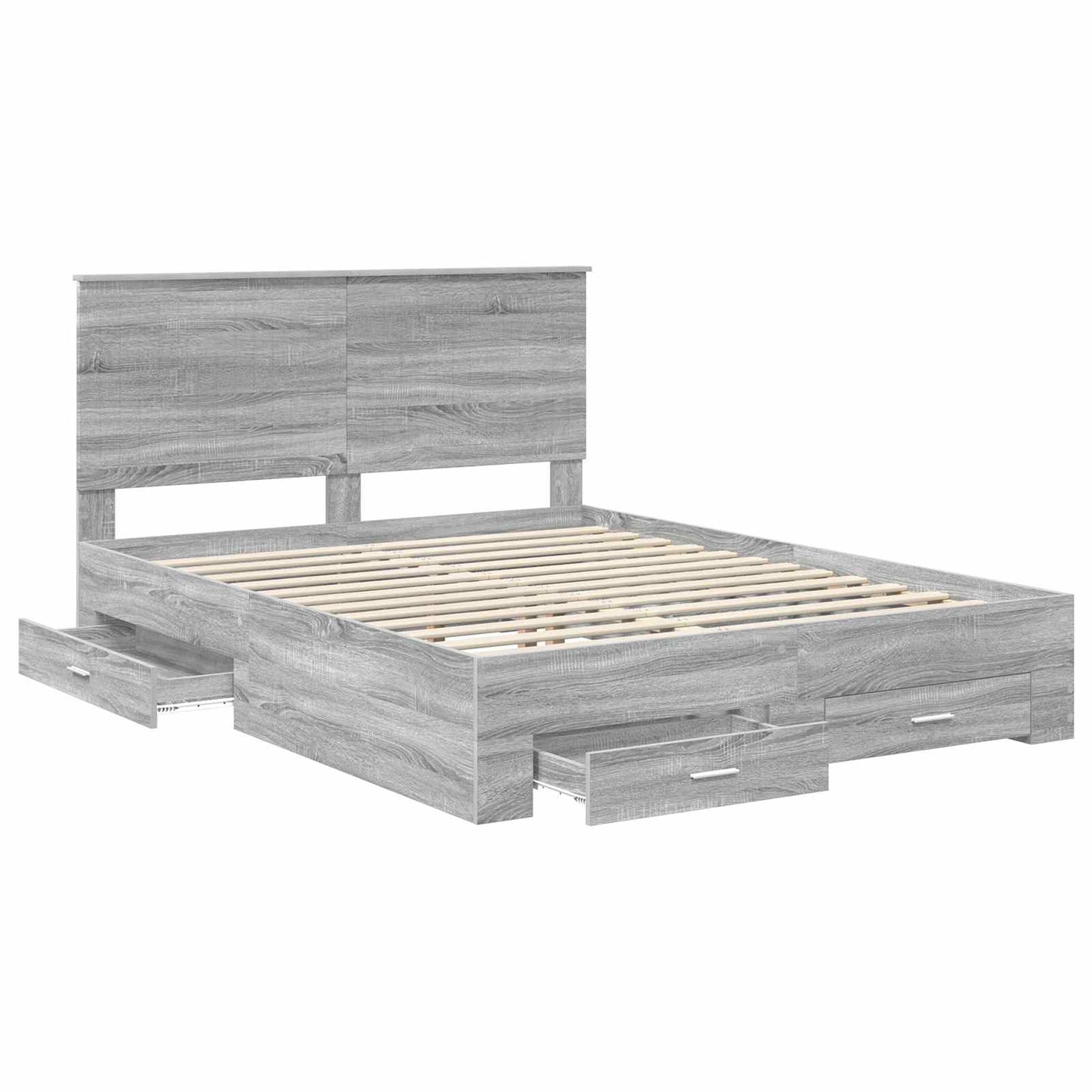 Bedframe met hoofdeinde Grijs Sonoma 150 x 200 cm Bewerkt hout