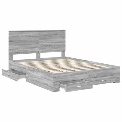 Bedframe met hoofdeinde Grijs Sonoma 150 x 200 cm Bewerkt hout