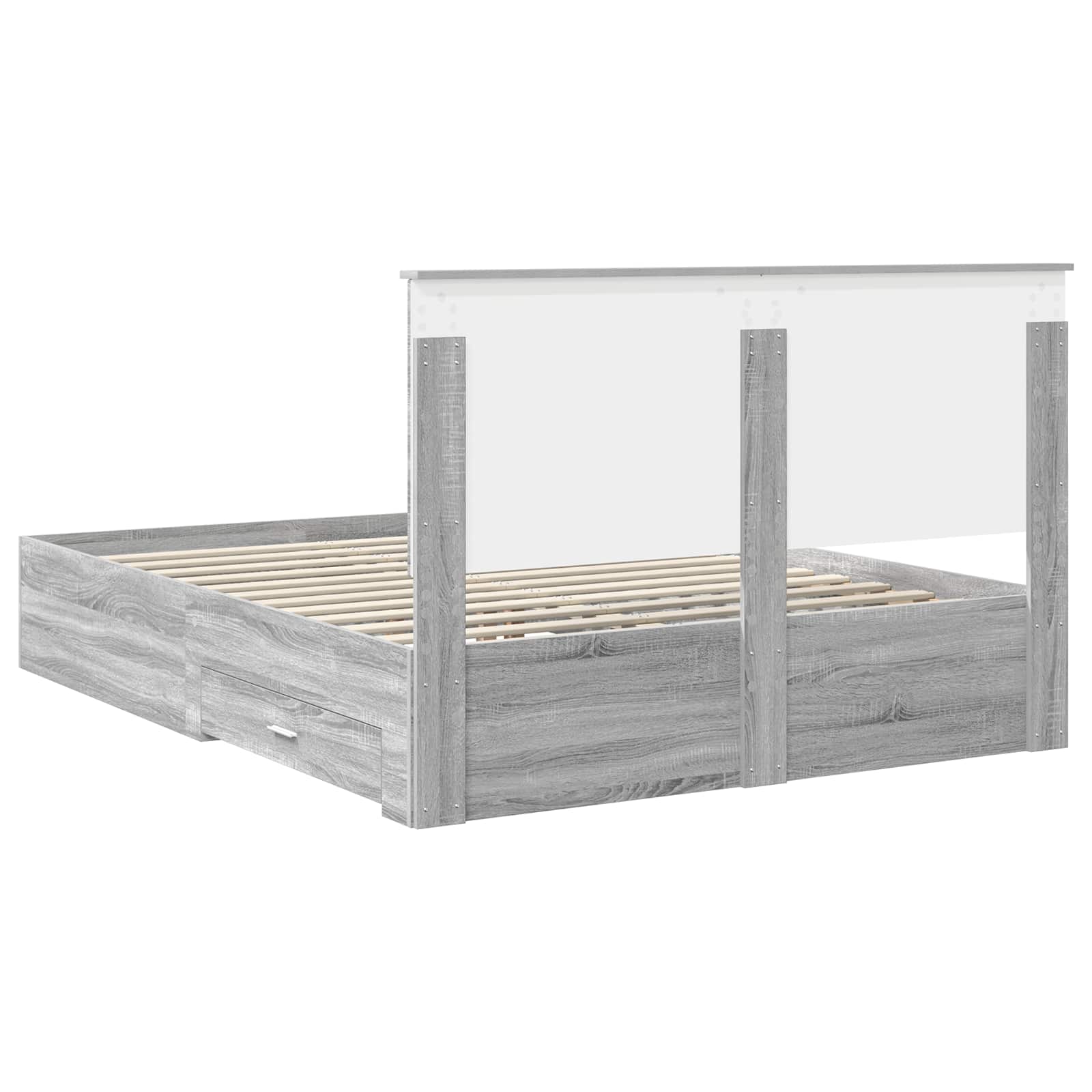 Bedframe met hoofdeinde Grijs Sonoma 150 x 200 cm Bewerkt hout