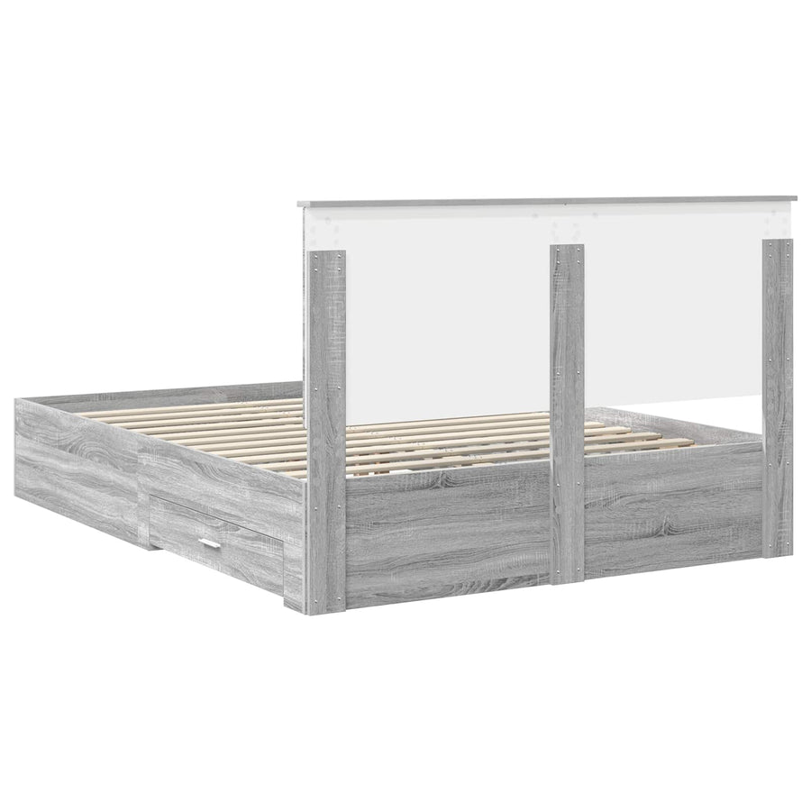 Bedframe met hoofdeinde Grijs Sonoma 150 x 200 cm Bewerkt hout