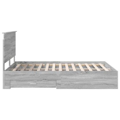 Bedframe met hoofdeinde Grijs Sonoma 150 x 200 cm Bewerkt hout