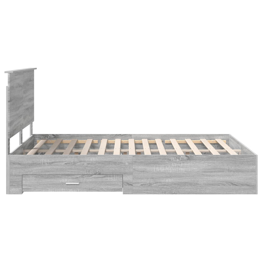 Bedframe met hoofdeinde Grijs Sonoma 150 x 200 cm Bewerkt hout