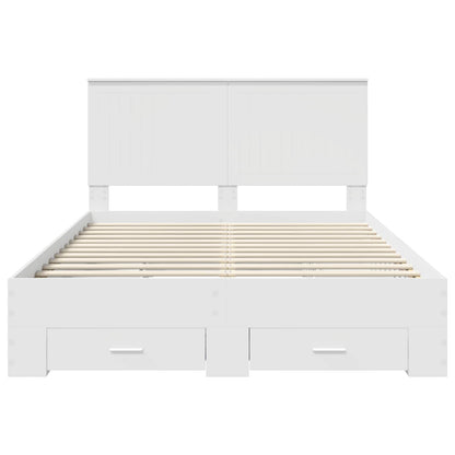 Bedframe met hoofdeinde met lade Wit 140 x 200 cm Bewerkt hout