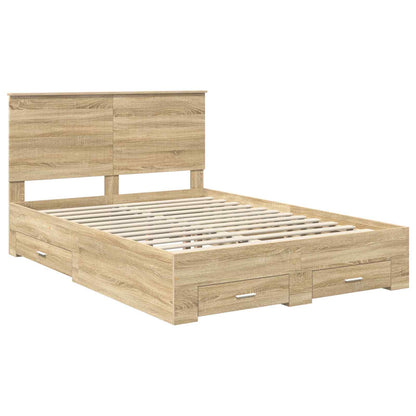 Bedframe met hoofdeinde Sonoma Eiken 140 x 200 cm Bewerkt hout