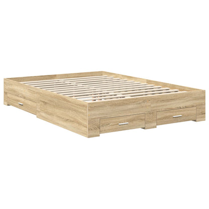 Bedframe met hoofdeinde Sonoma Eiken 140 x 200 cm Bewerkt hout