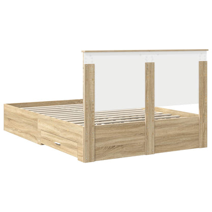 Bedframe met hoofdeinde Sonoma Eiken 140 x 200 cm Bewerkt hout