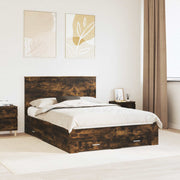 Bedframe 140x200 cm gerookt eiken met hoofdeinde