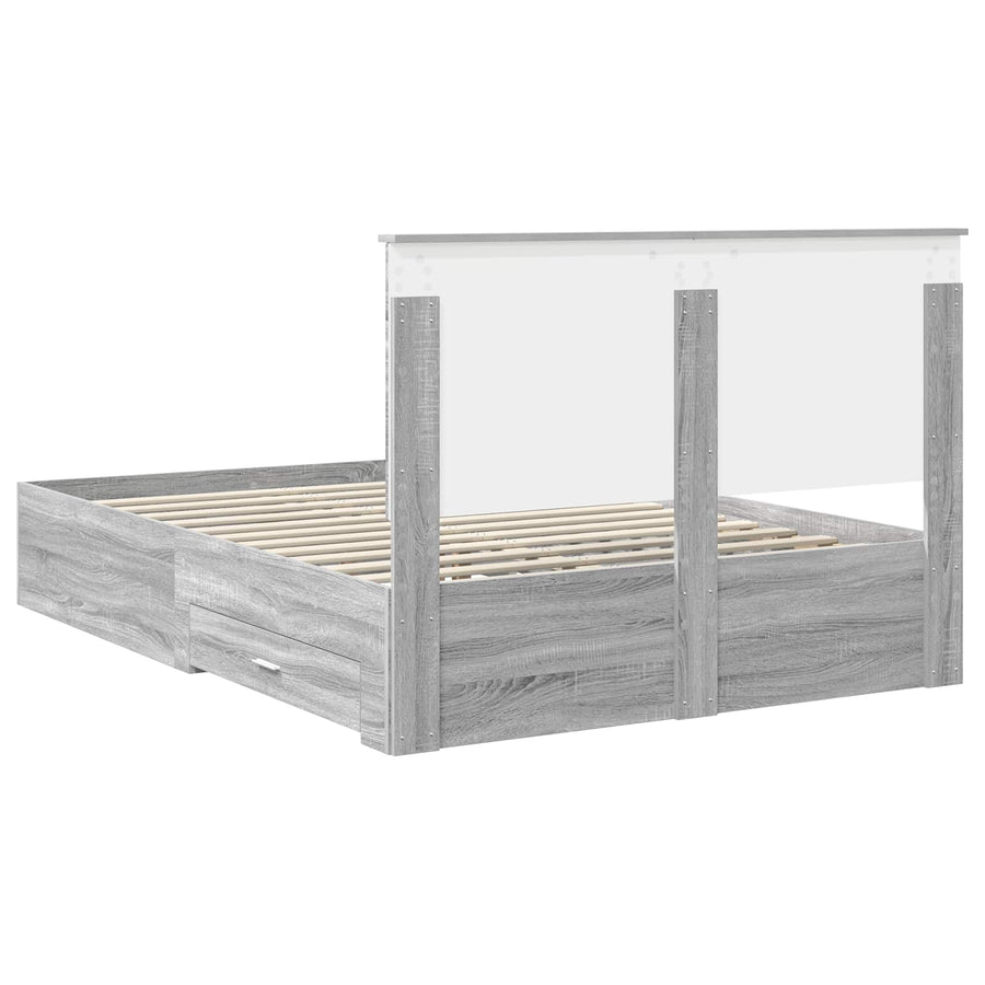 Bedframe met hoofdeinde Grijs Sonoma 140 x 200 cm Bewerkt hout