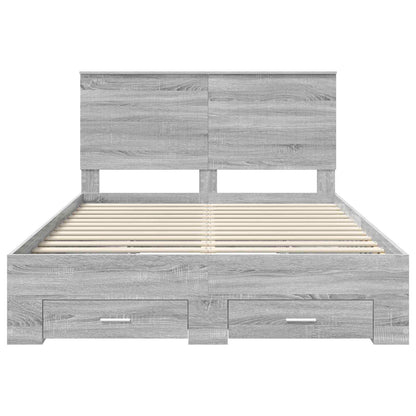 Bedframe met hoofdeinde Grijs Sonoma 140 x 200 cm Bewerkt hout