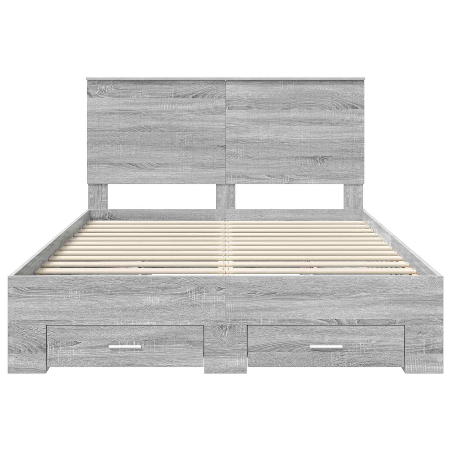 Bedframe met hoofdeinde Grijs Sonoma 140 x 200 cm Bewerkt hout