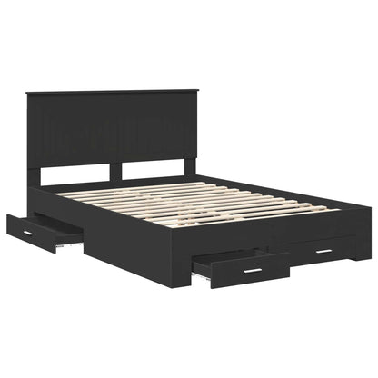 Bedframe Met Hoofdeinde Bewerkt Hout 140 x 190 cm Zwart