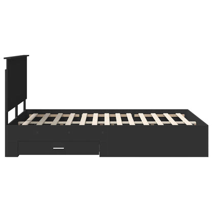 Bedframe Met Hoofdeinde Bewerkt Hout 140 x 190 cm Zwart