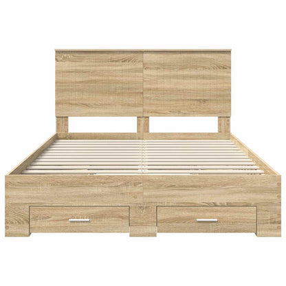 Bedframe met hoofdeinde Sonoma Eiken 140 x 190 cm Bewerkt hout