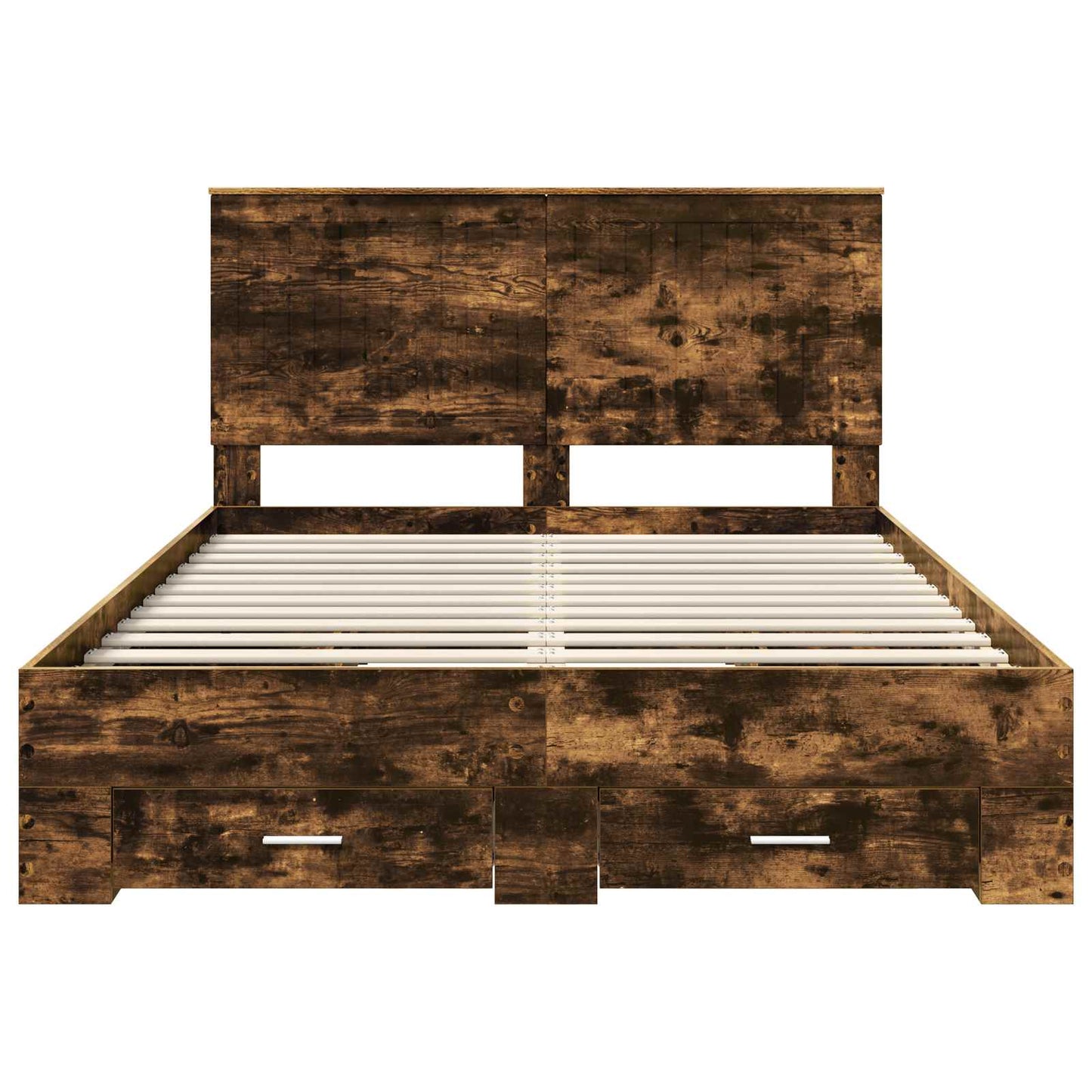 Bedframe met hoofdeinde Gerookt eiken 140 x 190 cm Bewerkt hout