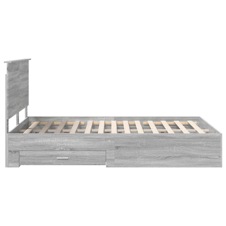 Bedframe met hoofdeinde Grijs Sonoma 140 x 190 cm Bewerkt hout