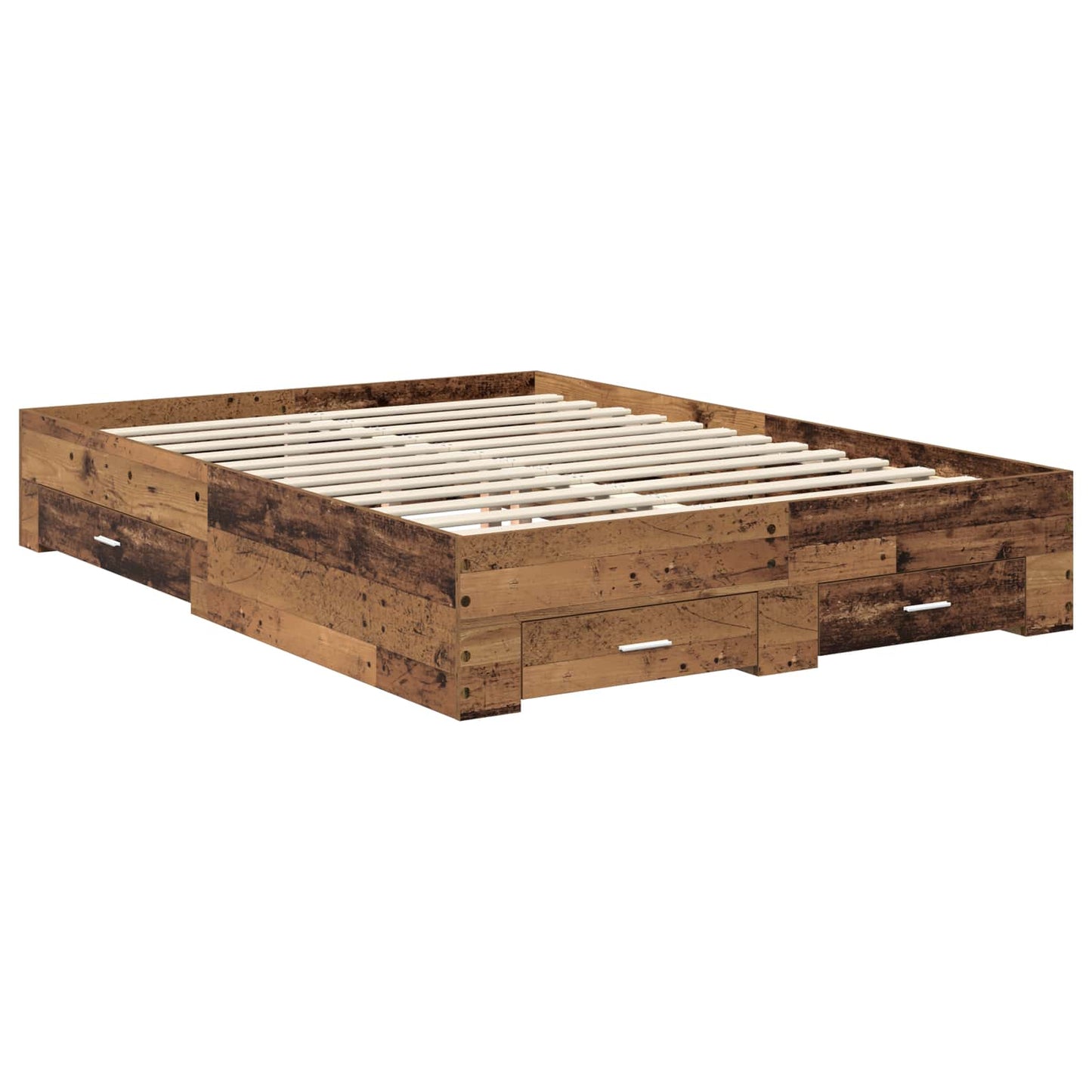 Bedframe met hoofdeinde Oudhout 140 x 190 cm Bewerkt hout