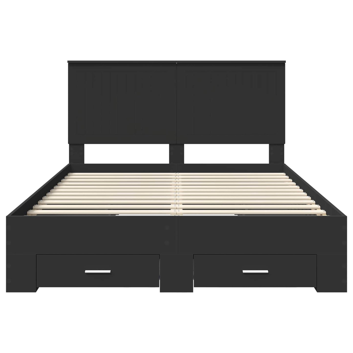 Bedframe met hoofdeinde Zwart 135 x 190 cm Bewerkt hout