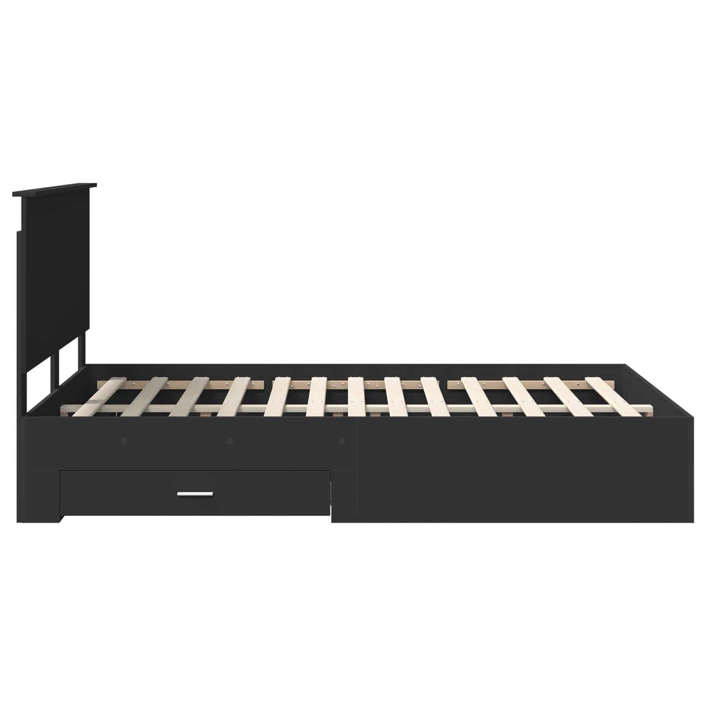 Bedframe met hoofdeinde Zwart 135 x 190 cm Bewerkt hout