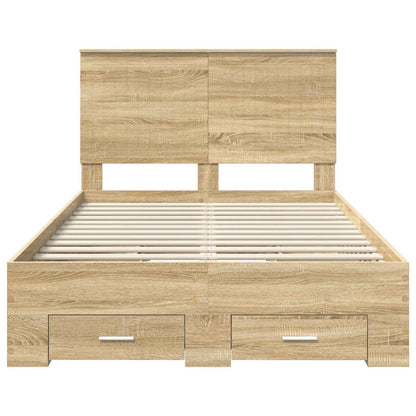 Bedframe met hoofdeinde Sonoma Eiken 120 x 200 cm Bewerkt hout