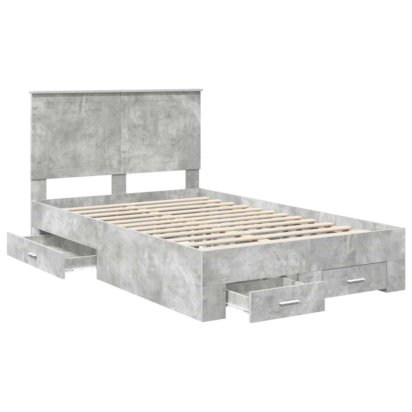 Bedframe met hoofdeinde Beton Grijs 120 x 200 cm Bewerkt hout