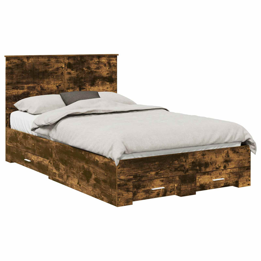 Bedframe met hoofdeinde Gerookt eiken 120 x 200 cm Bewerkt hout