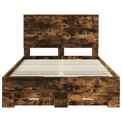 Bedframe met hoofdeinde Gerookt eiken 120 x 200 cm Bewerkt hout
