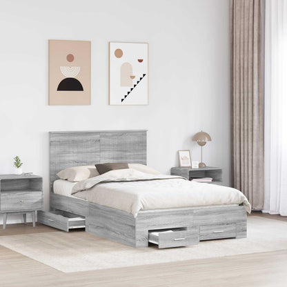 Bedframe met hoofdeinde Grijs Sonoma 120 x 200 cm Bewerkt hout