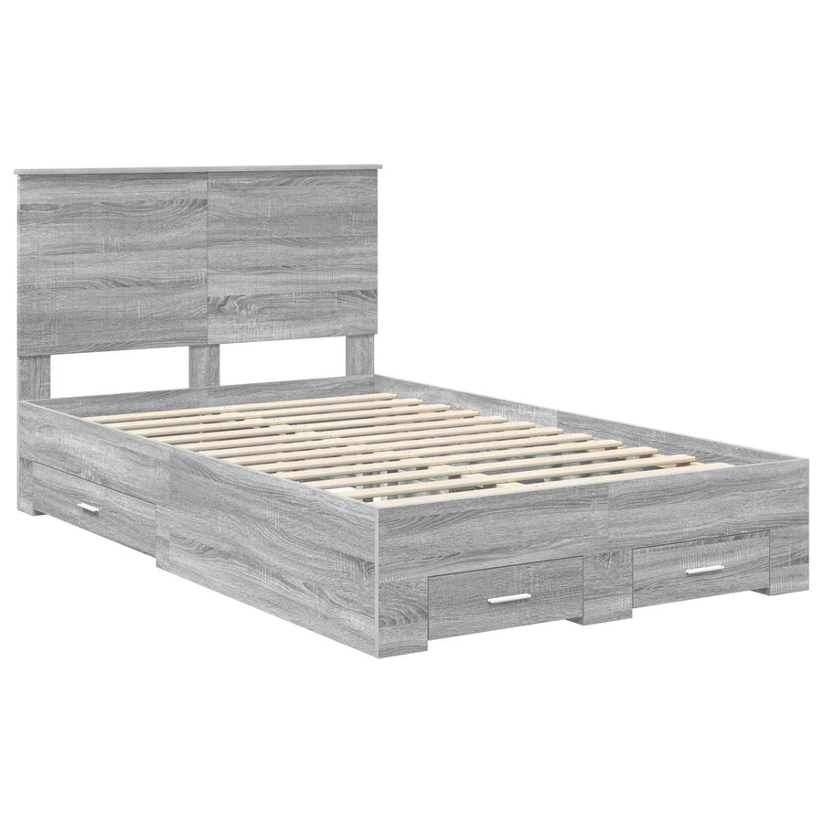 Bedframe met hoofdeinde Grijs Sonoma 120 x 200 cm Bewerkt hout