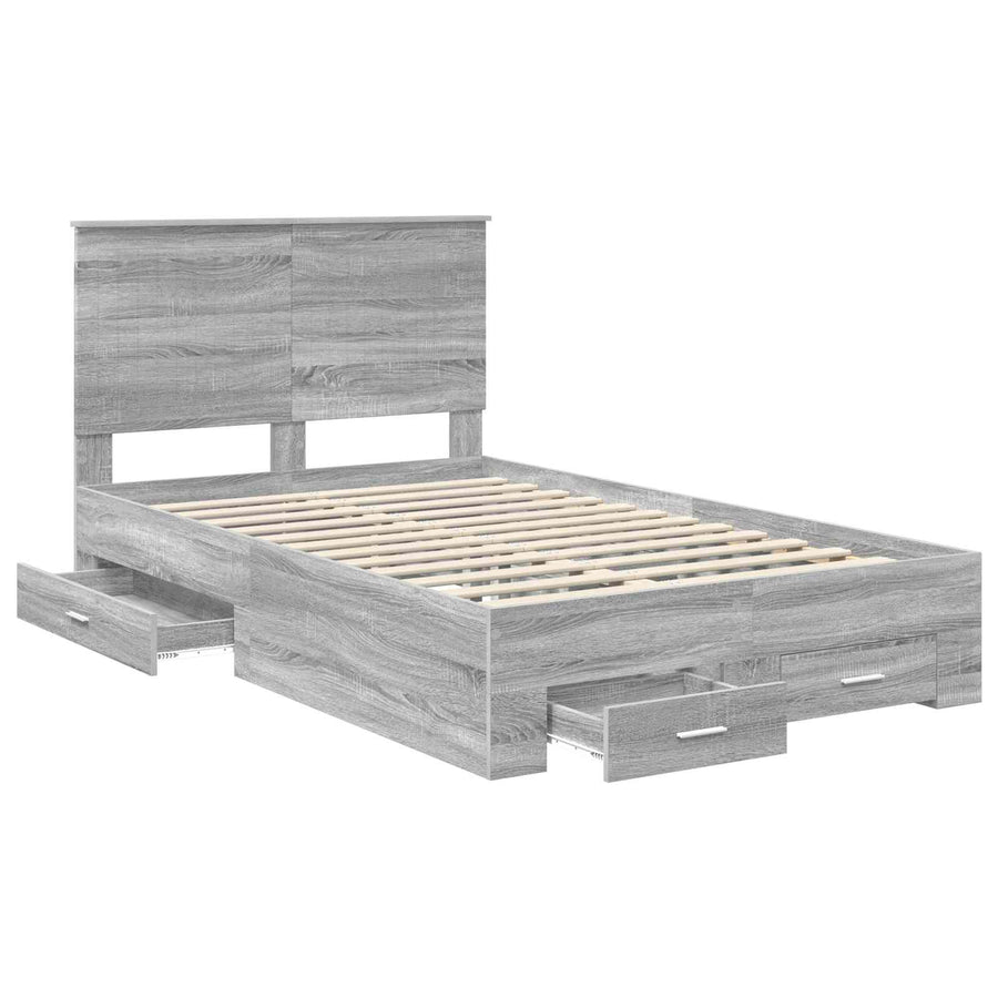 Bedframe met hoofdeinde Grijs Sonoma 120 x 200 cm Bewerkt hout