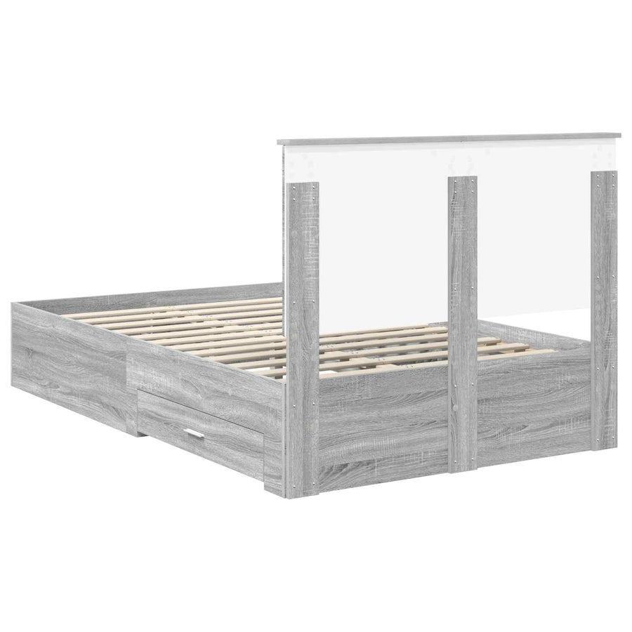 Bedframe met hoofdeinde Grijs Sonoma 120 x 200 cm Bewerkt hout